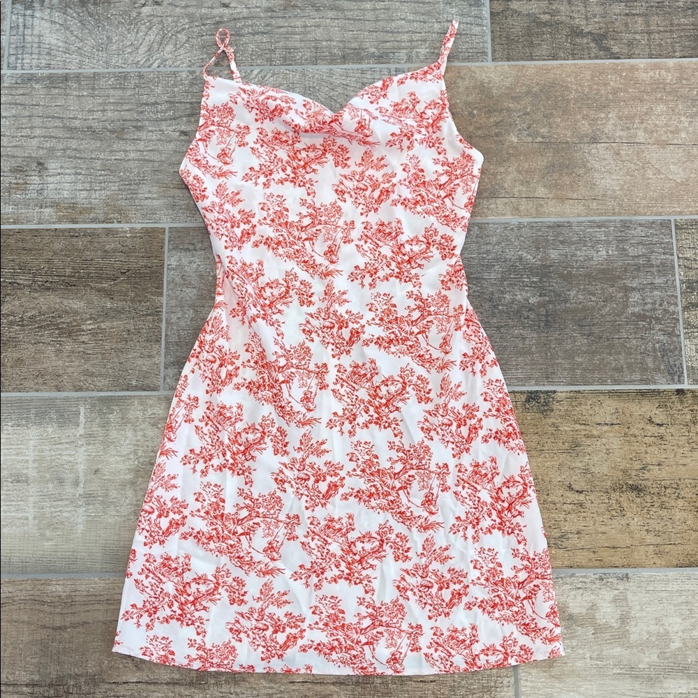 NWT Urban Outfitters Red and White Patterned Slip Dress Spaghetti Straps Small S